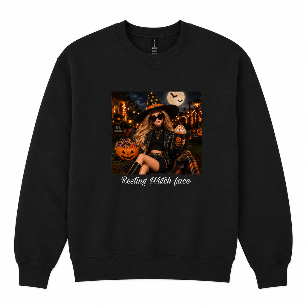 Resting Witch Face Printed Crewneck