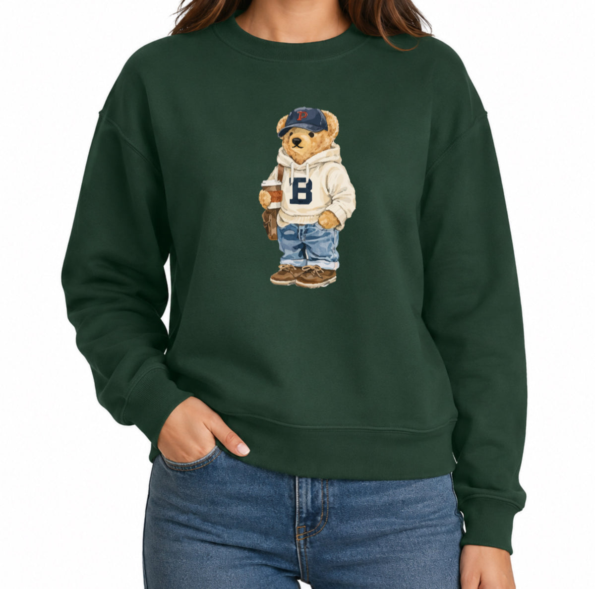 Classic Teddy Crewneck (unisex) Printed white hoodie