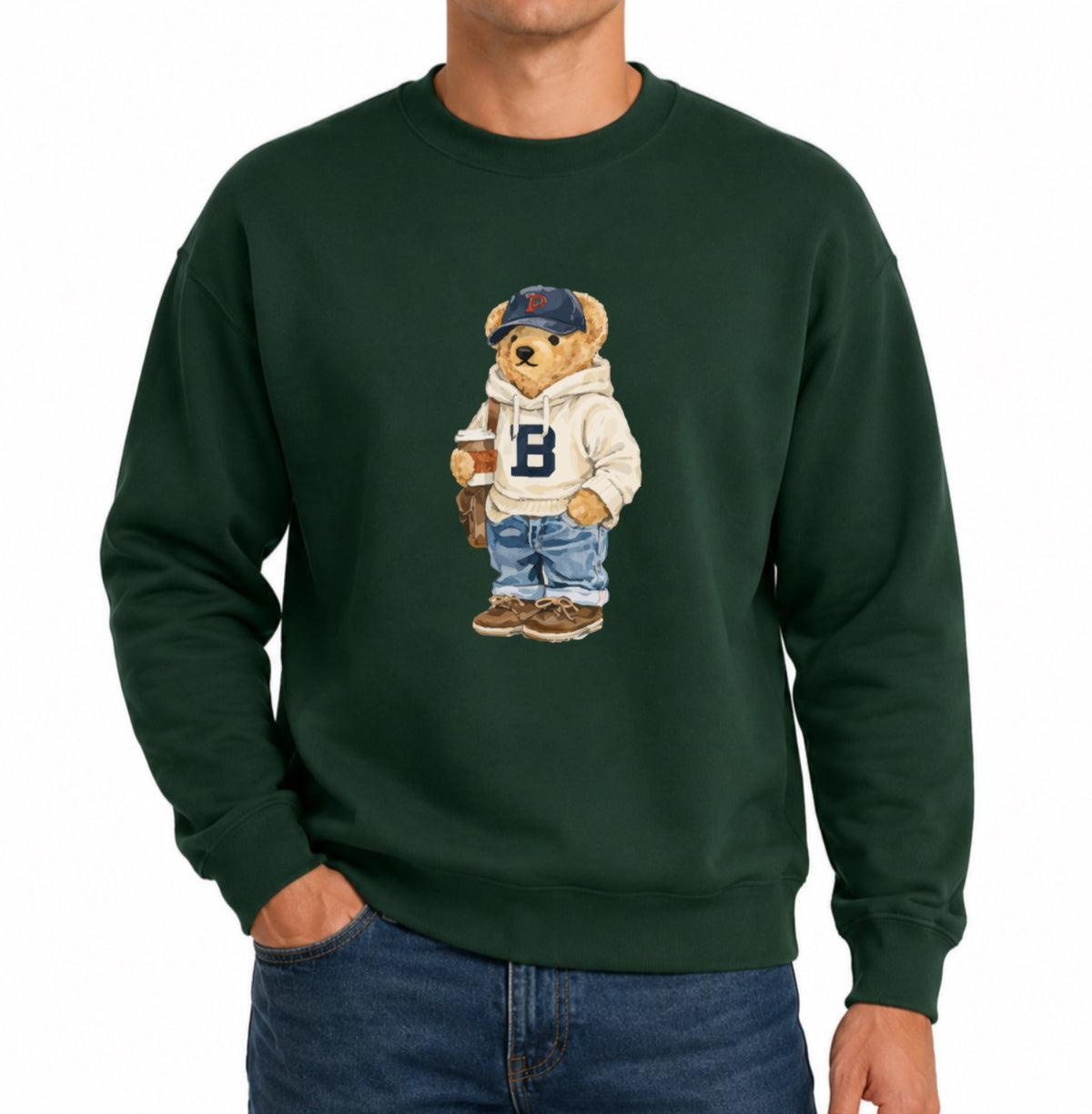 Classic Teddy Crewneck (unisex) Printed white hoodie