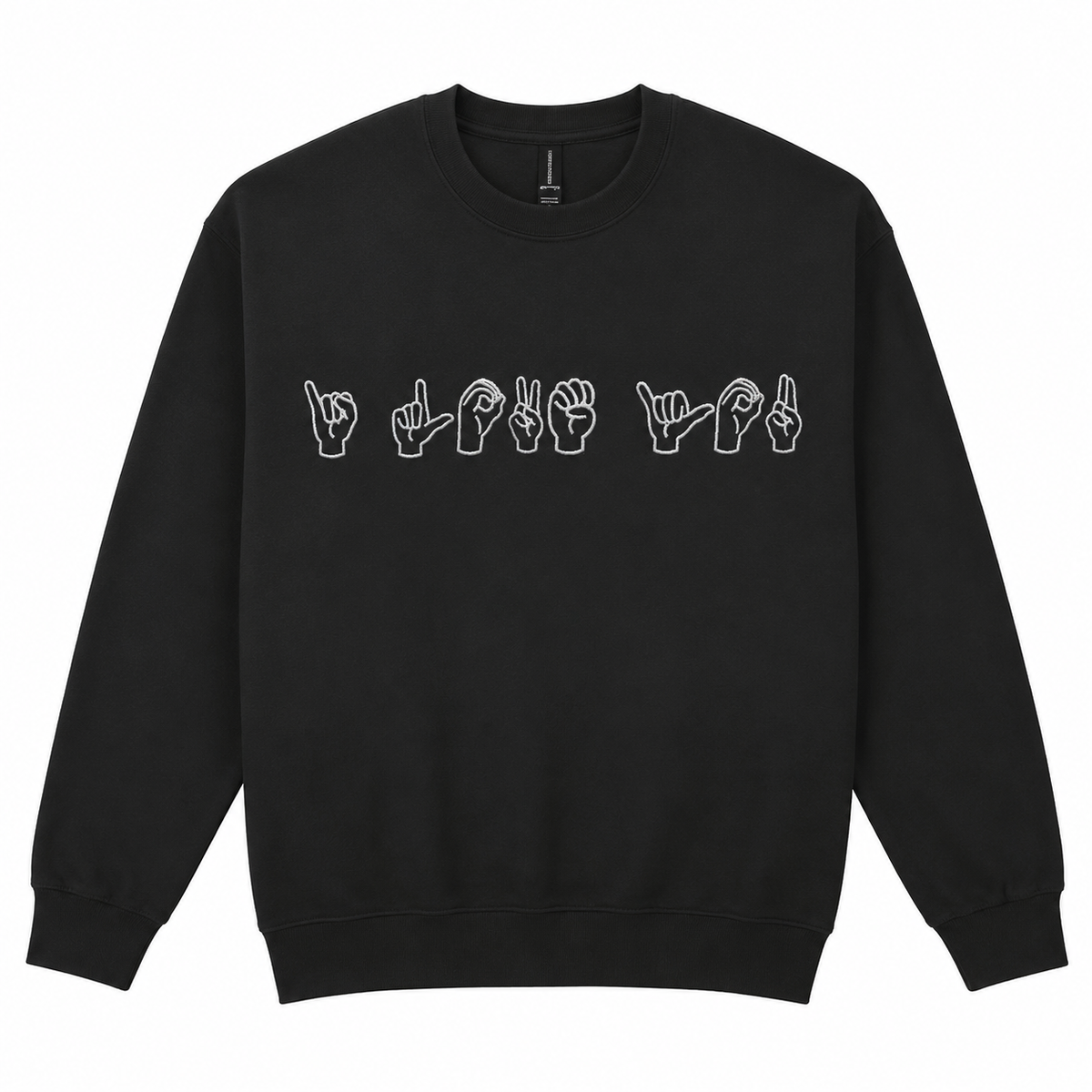I LOVE YOU Sign Language Embroidered Crewneck