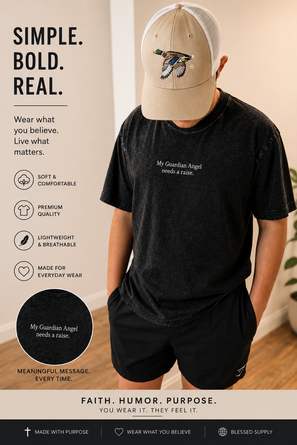 Embroidered Phrase Oversized Tee