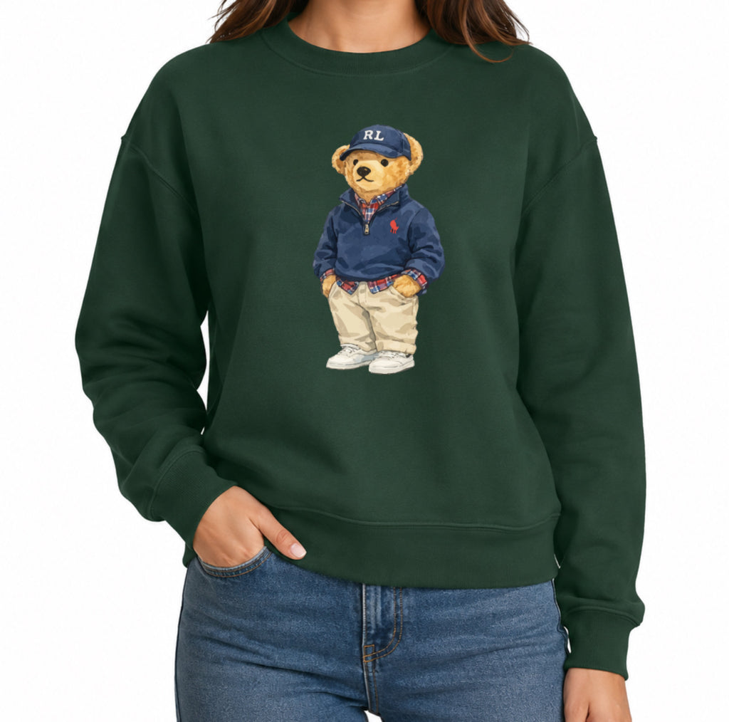 Classic Teddy Crewneck (unisex) Printed Blue hat relaxed