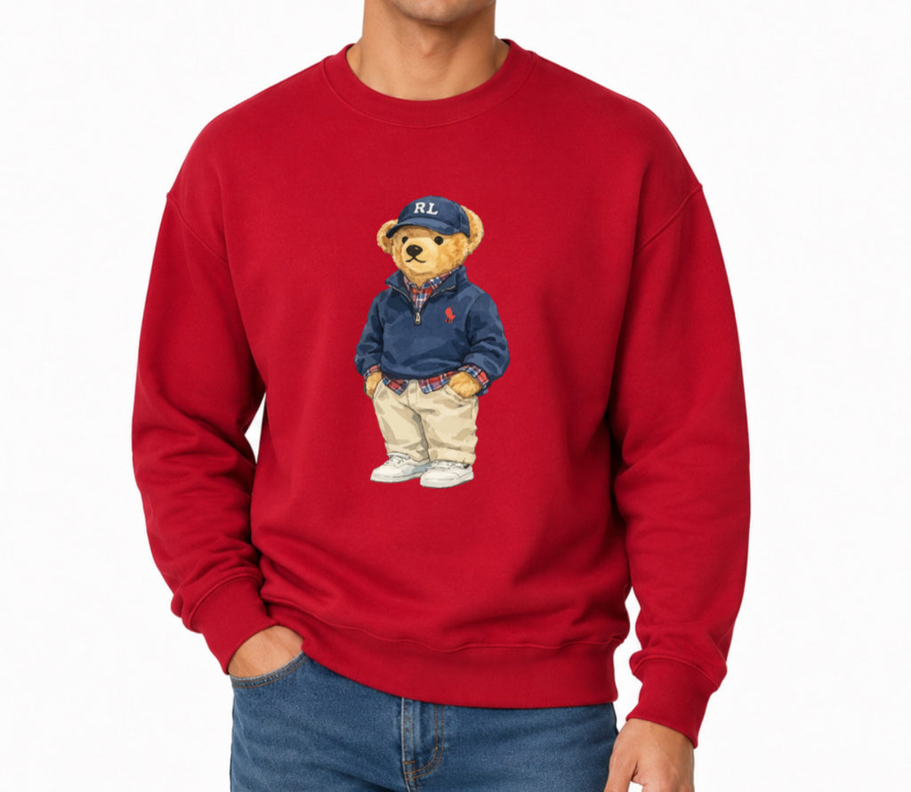 Classic Teddy Crewneck (unisex) Printed Blue hat relaxed
