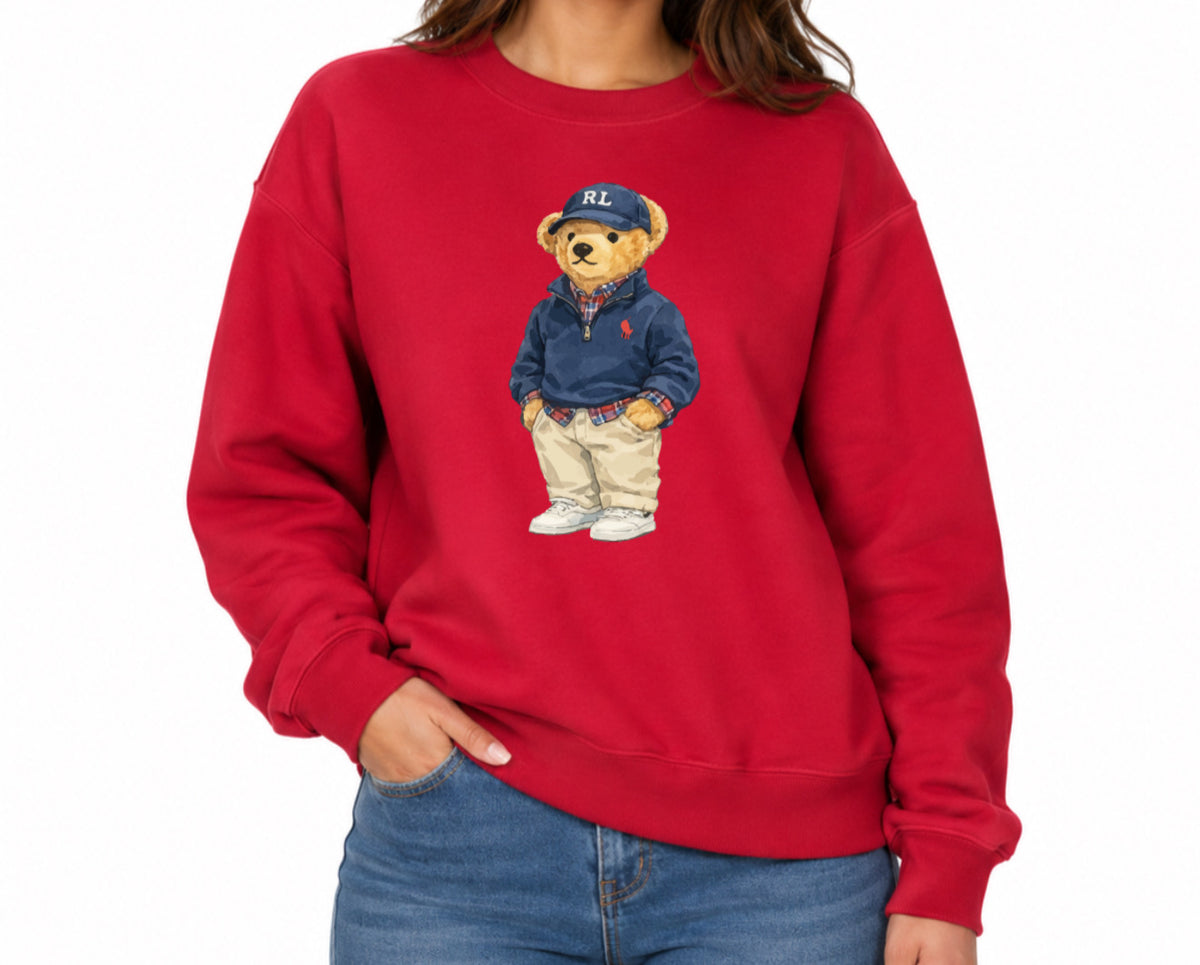 Classic Teddy Crewneck (unisex) Printed Blue hat relaxed
