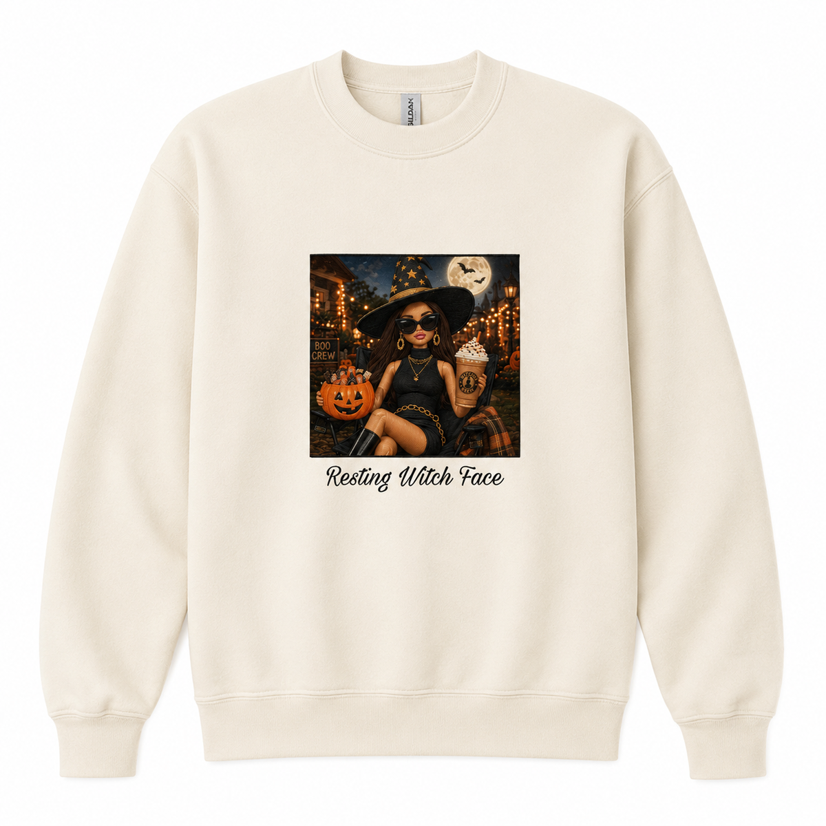 Resting Witch Face Printed Crewneck