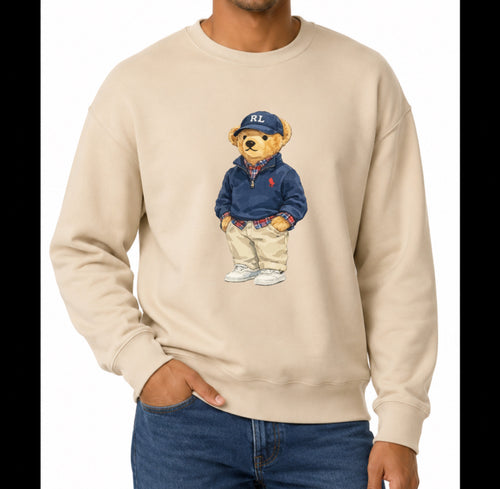 Classic Teddy Crewneck (unisex) Printed Blue hat relaxed
