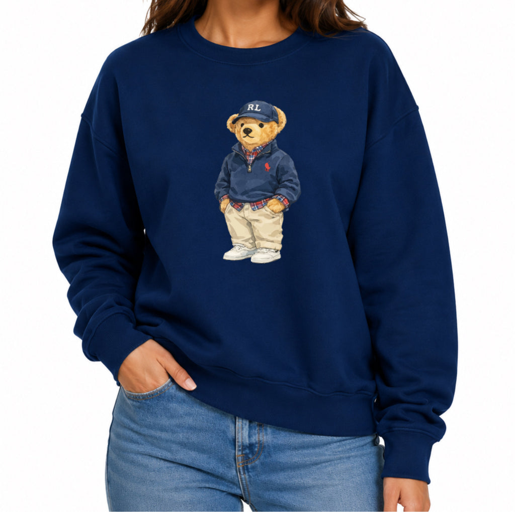 Classic Teddy Crewneck (unisex) Printed Blue hat relaxed