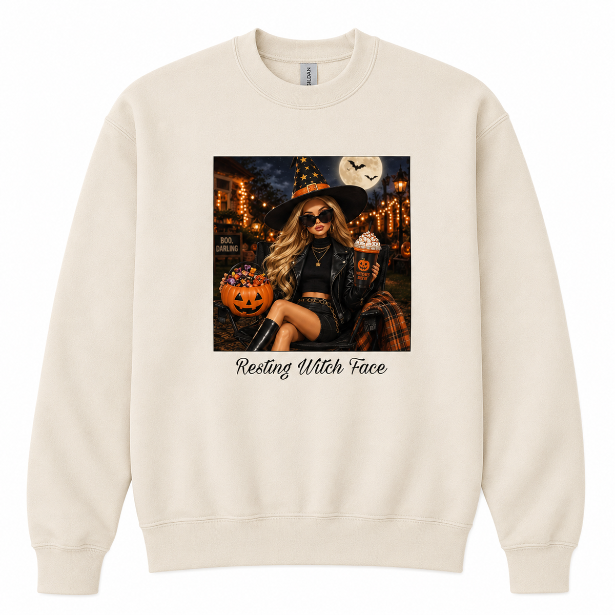 Resting Witch Face Printed Crewneck
