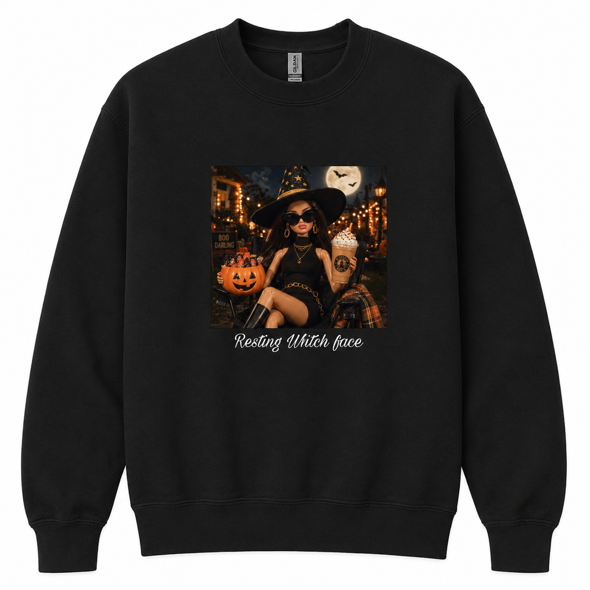 Resting Witch Face Printed Crewneck