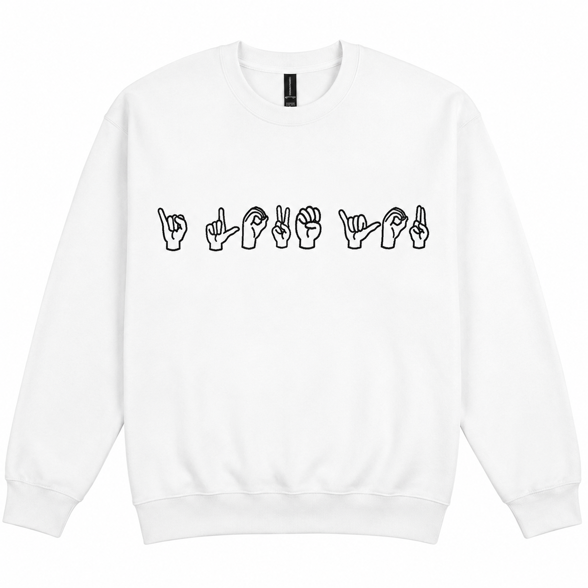 I LOVE YOU Sign Language Embroidered Crewneck