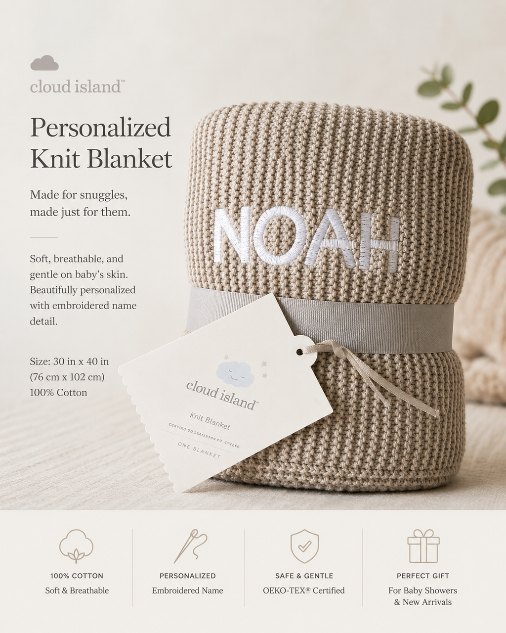 Personalized Baby Knitted Blanket