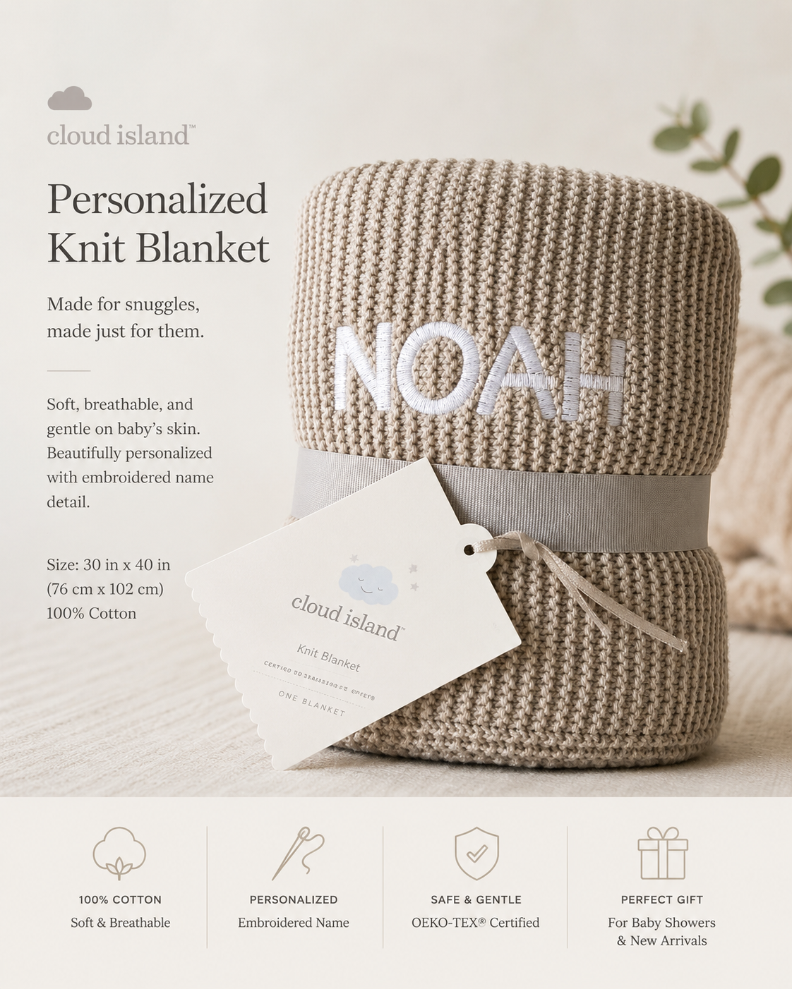 Personalized Baby Knitted Blanket
