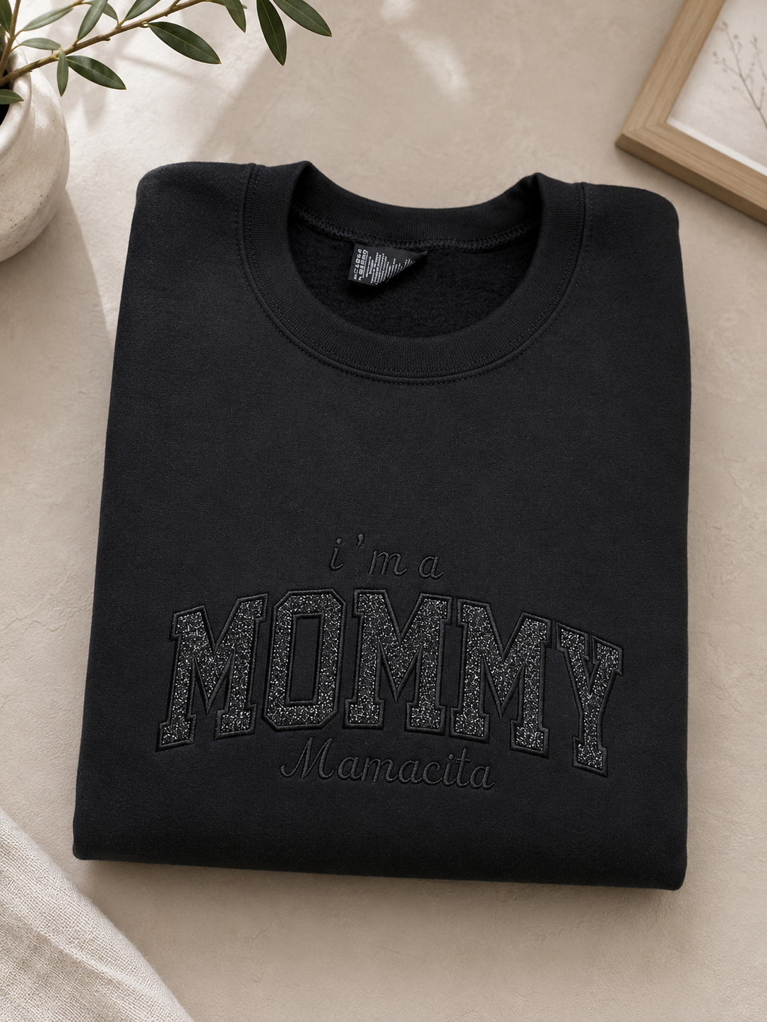 Black on Black Mamacitaa Embroidered Crewneck