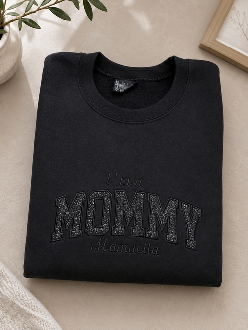 Black on Black Mamacitaa Embroidered Crewneck