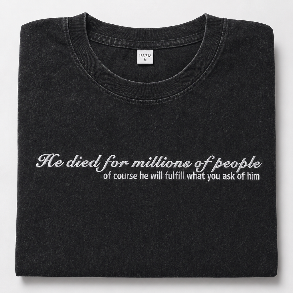Embroidered Phrase Oversized Tee