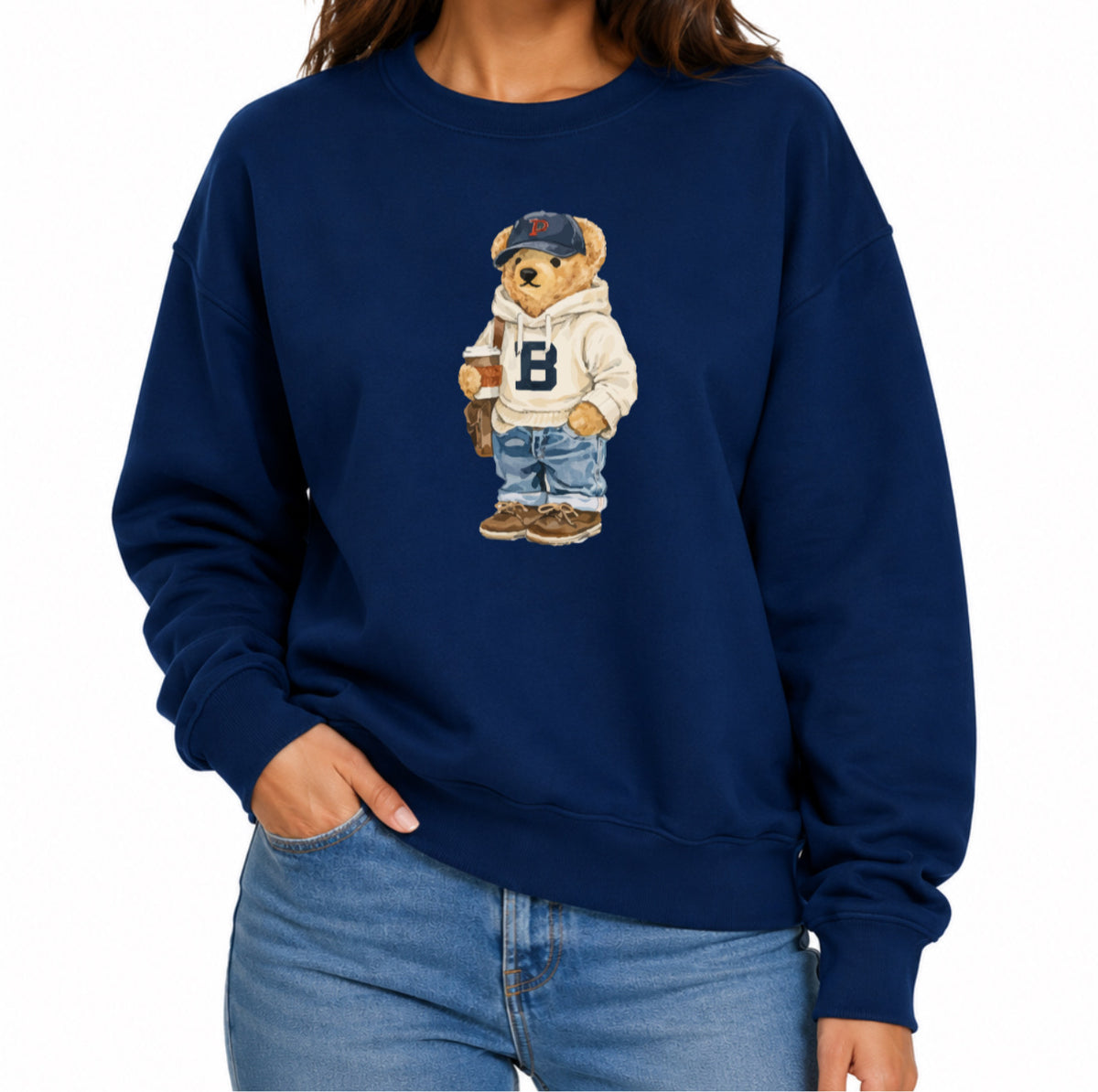 Classic Teddy Crewneck (unisex) Printed white hoodie